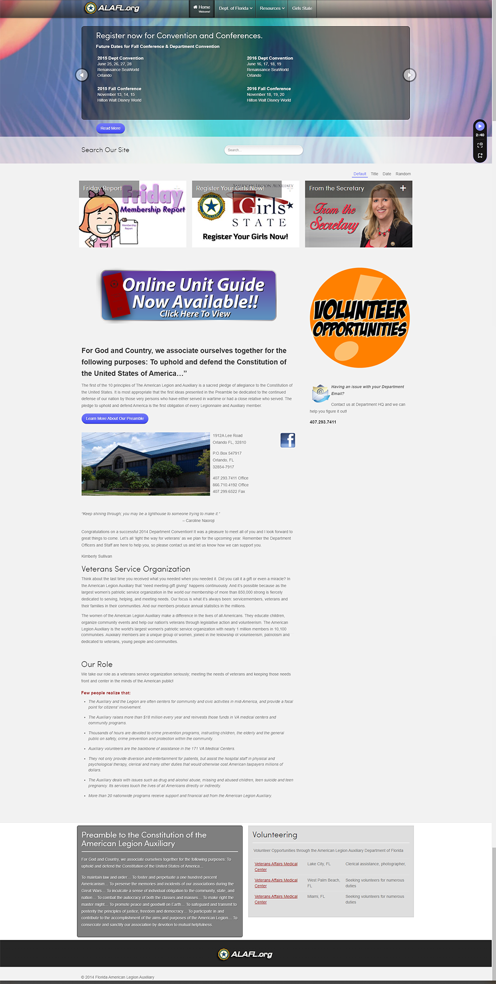 screenshot of alafl.org circa 2013.